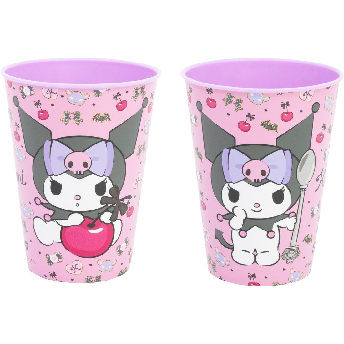 KUROMI - Set 2 Bicchieri per Bambini 260 ml in plastica Regalo per Ragazzi - Adatto per lavastoglie e microonde