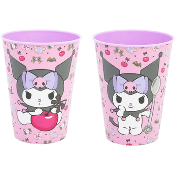 KUROMI - Set 2 Bicchieri per Bambini 260 ml in plastica Regalo per Ragazzi - Adatto per lavastoglie e microonde