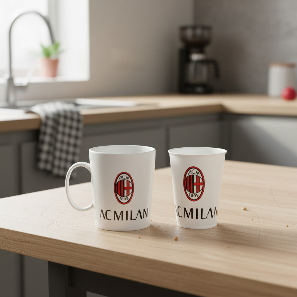 MILAN - Set Regalo Bicchiere + Tazza in confezione regalo Tifoso Senza BPA per Ragazzi Prodotto Ufficiale