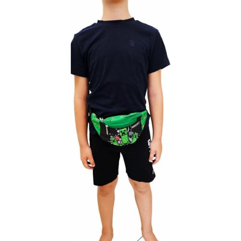 Borsello Bambino Marsupio Tracolla Ragazzo Spalla Regolabile Viaggio Sportivo Tempo Libero Gadget Minecraft 2 Tasche Zip