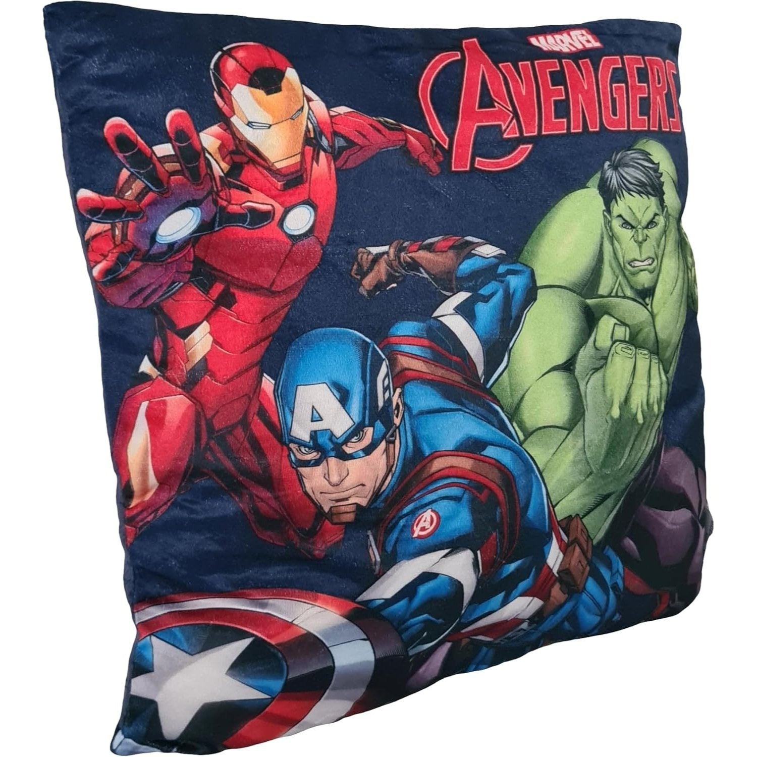 AVENGERS - Cuscino Ufficiale Arredo 40x40 cm morbido con imbottitura 100% poliestere per cameretta bambini e ragazzi - HULK