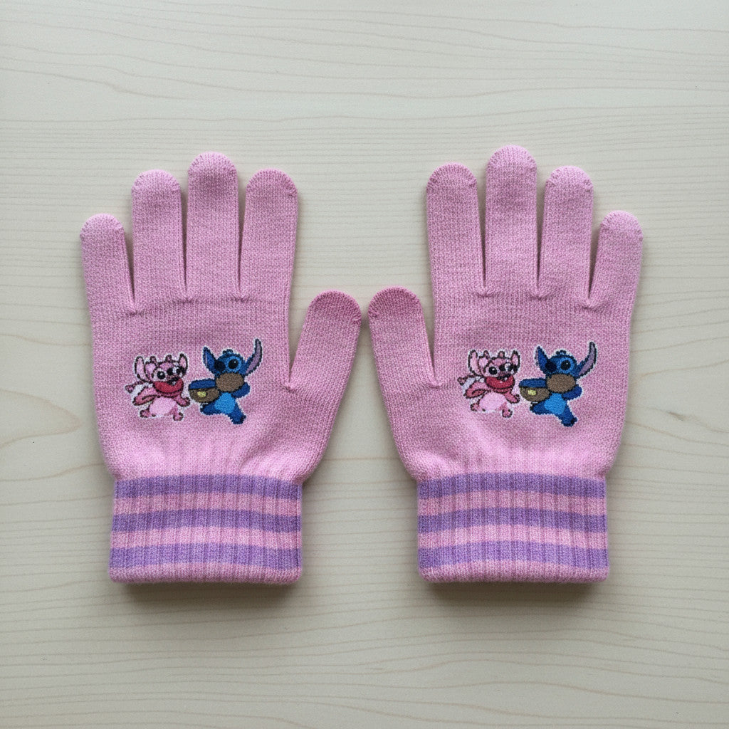 Set 3 Pezzi Stitch Cappello Scaldacollo Guanti Bambini Taglia Unica 5