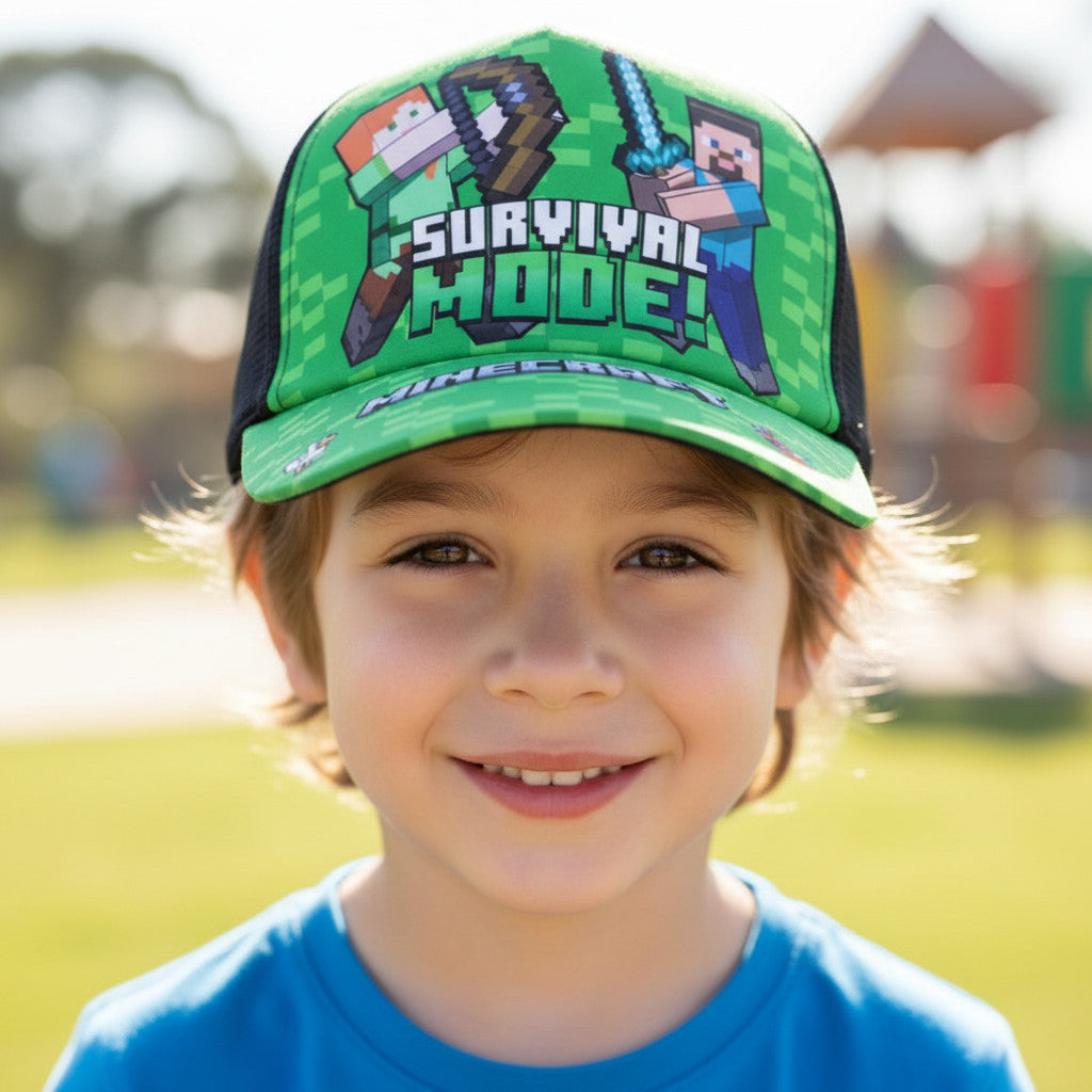 MINECRAFT - Cappello con Visiera da Ragazzo/Bambino Berretto da Baseball Regolabile