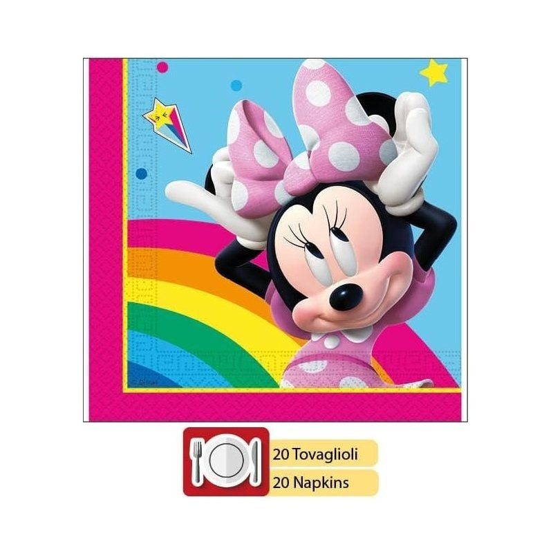 Kit Festa 8 Persone Set Tavola Addobbi Party Compleanno con 8 Piatti, 8 Bicchieri e tovaglioli (Minnie Mouse)