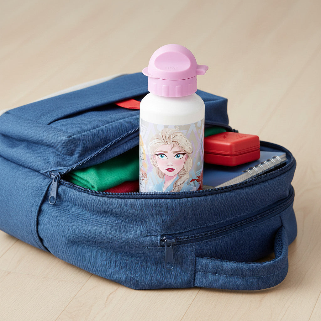 Borraccia Scuola Bottiglia Sport in Alluminio Bambini 400ml con Beccuccio Retraibile (Frozen)