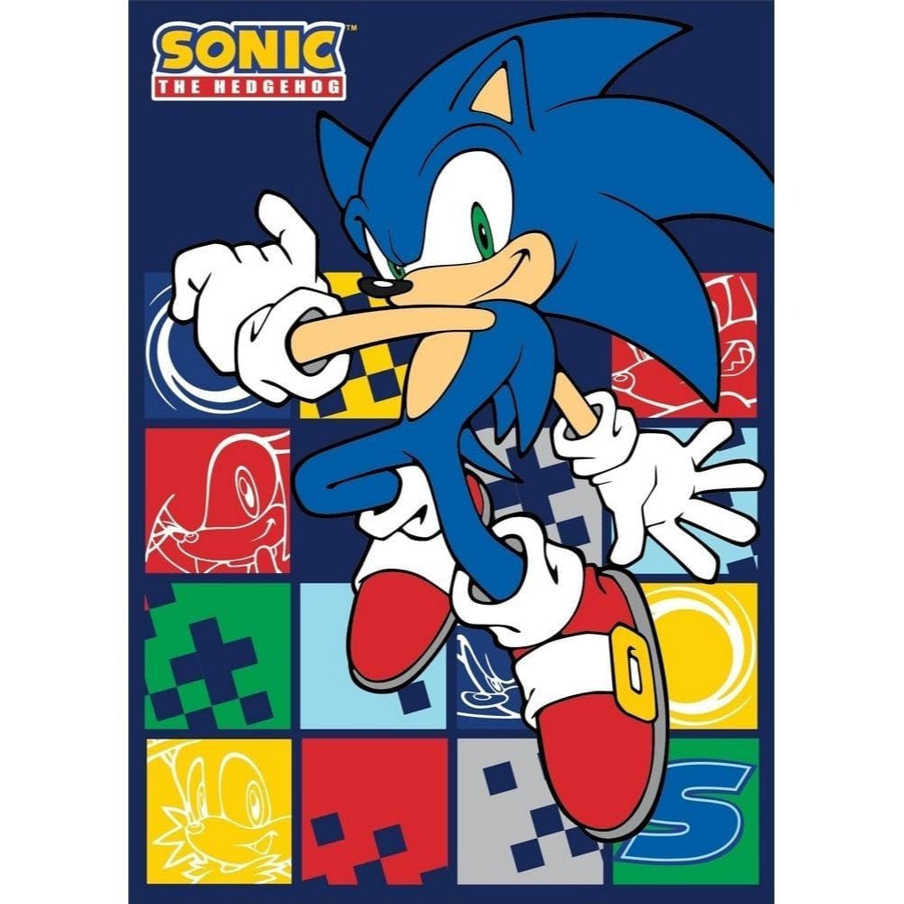 SONIC - Coperta Ufficiale Plaid Morbida e Calda 100x140cm per Bambini Pile con stampa Idea Regalo