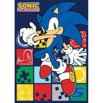 SONIC - Coperta Ufficiale Plaid Morbida e Calda 100x140cm per Bambini Pile con stampa Idea Regalo