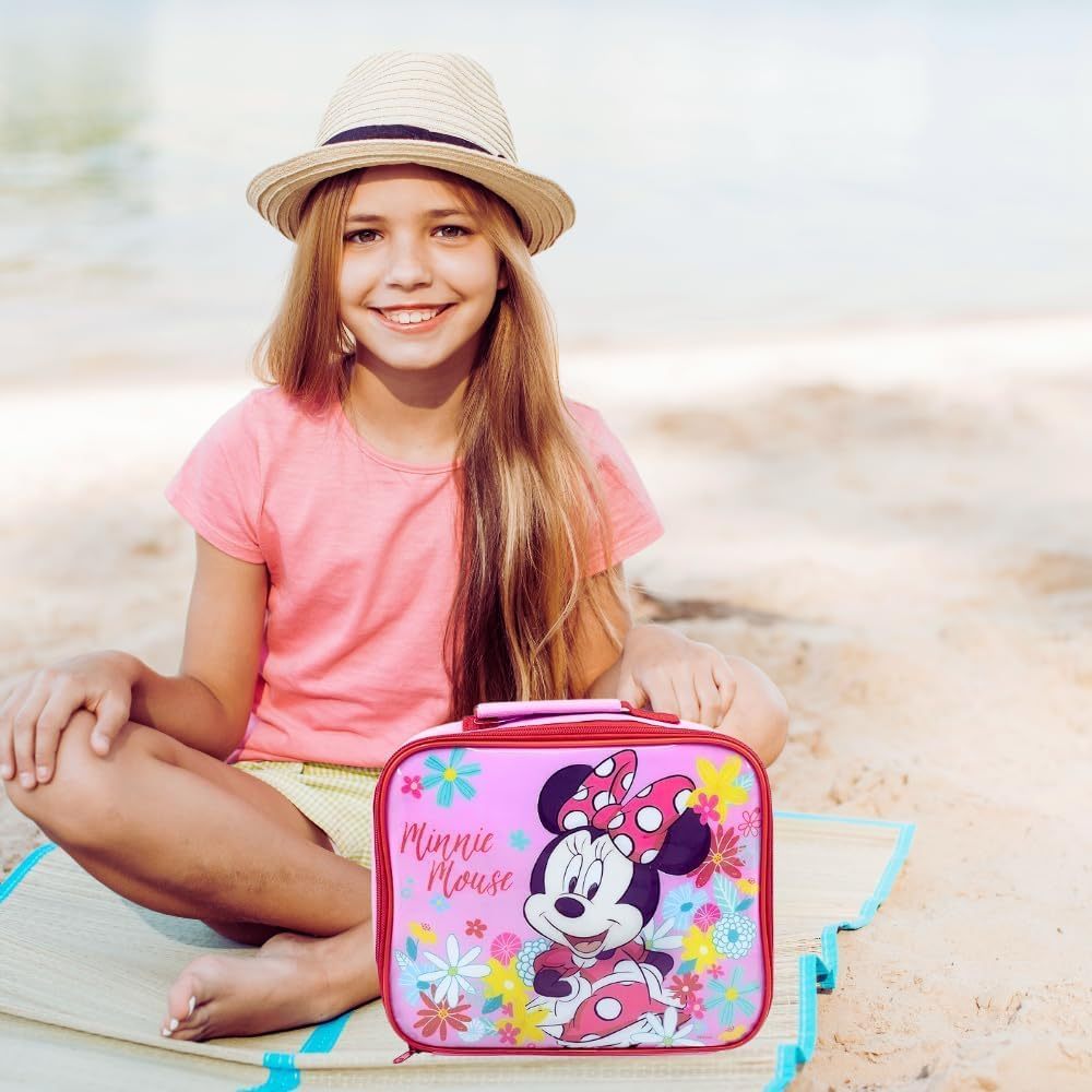 Borsa Termica Rettangolare Impermeabile Porta Pranzo Bambini con Manico - Gadget Scuola (Minnie Mouse Topolina)