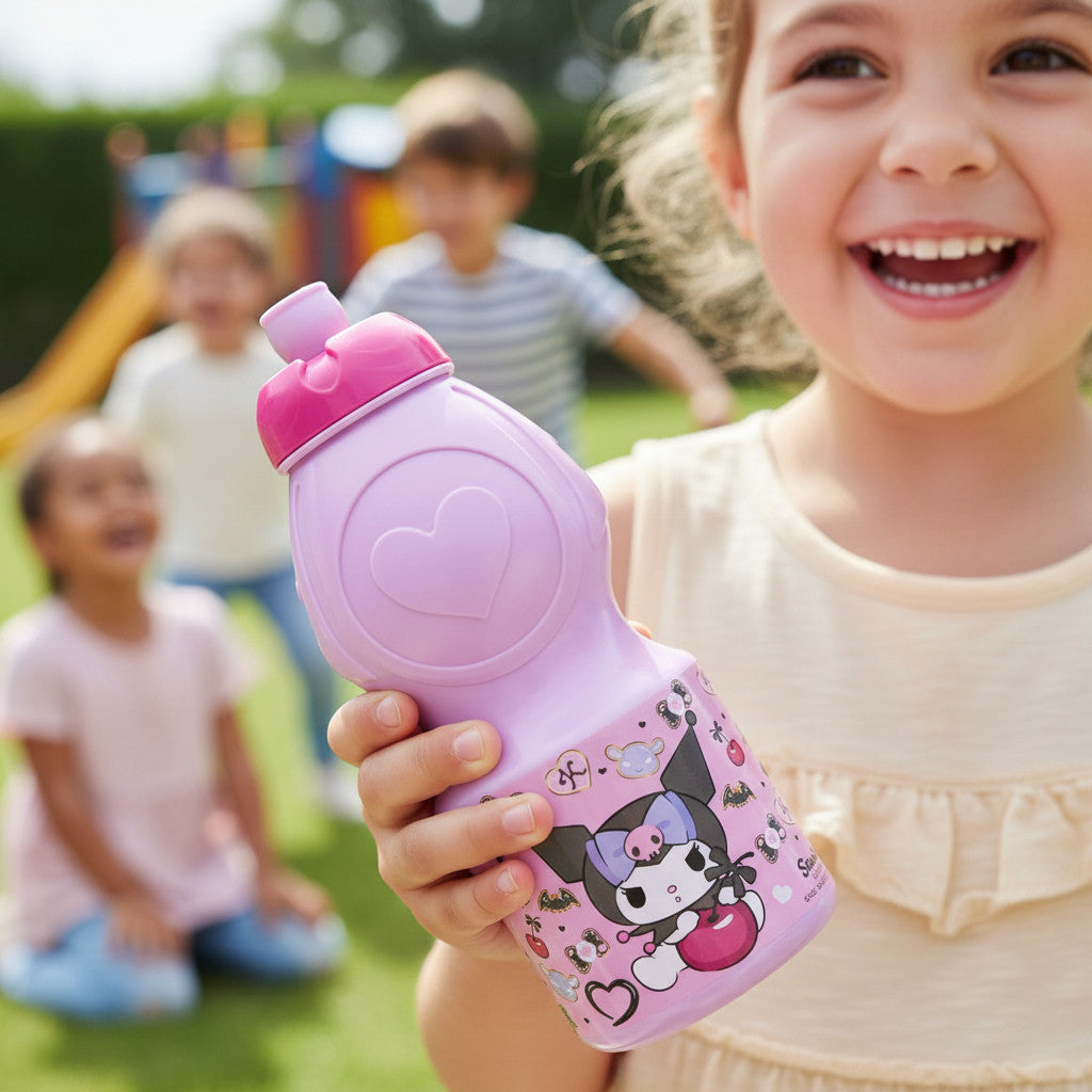 KUROMI - Borraccia Sport in plastica Bottiglia per Bambini 400ML con beccuccio retraibile
