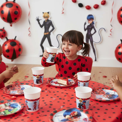 Kit Festa 8 Persone Set Tavola Addobbi Party Compleanno con 8 Piatti, 8 Bicchieri e tovaglioli Miraculous Lady