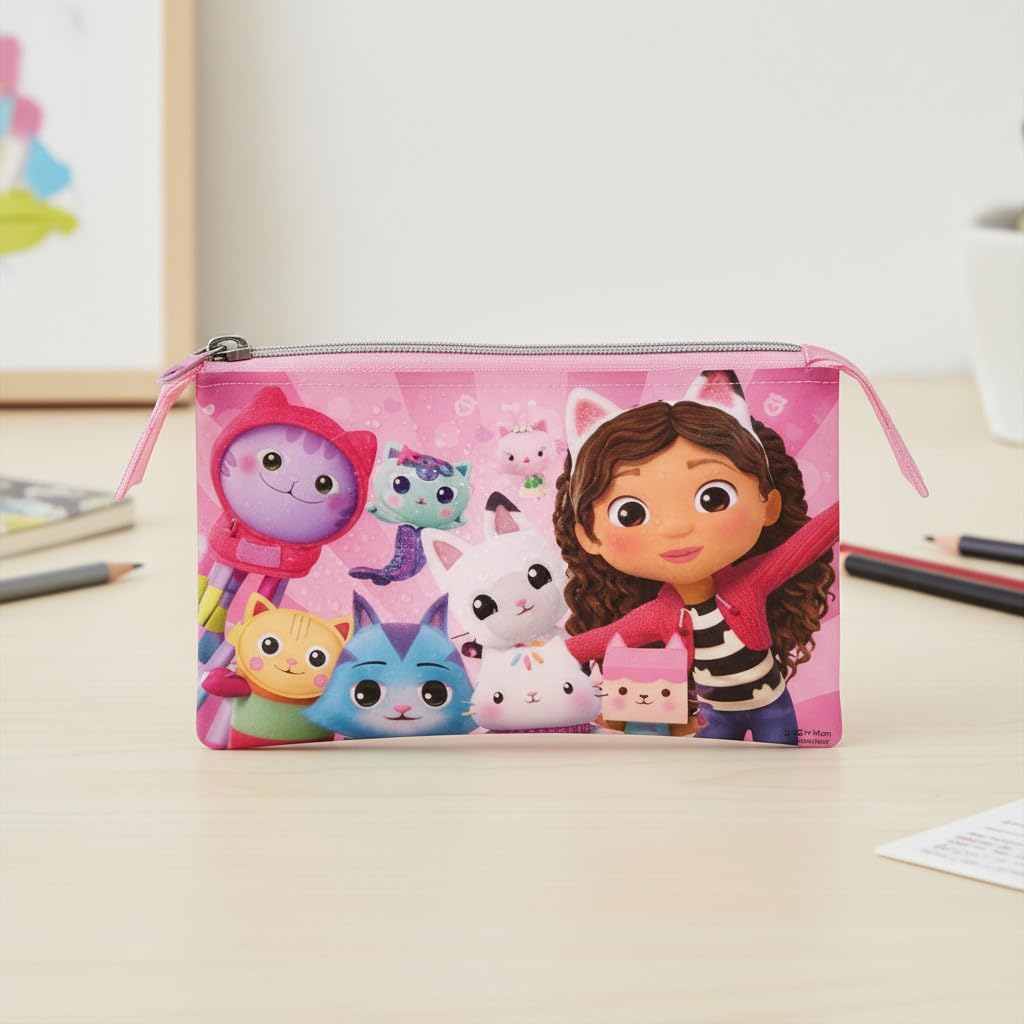 Portapenne Astuccio Triplo Borsellino Scuola e Asilo per Bambini e Ragazzi 22x12cm GABBY