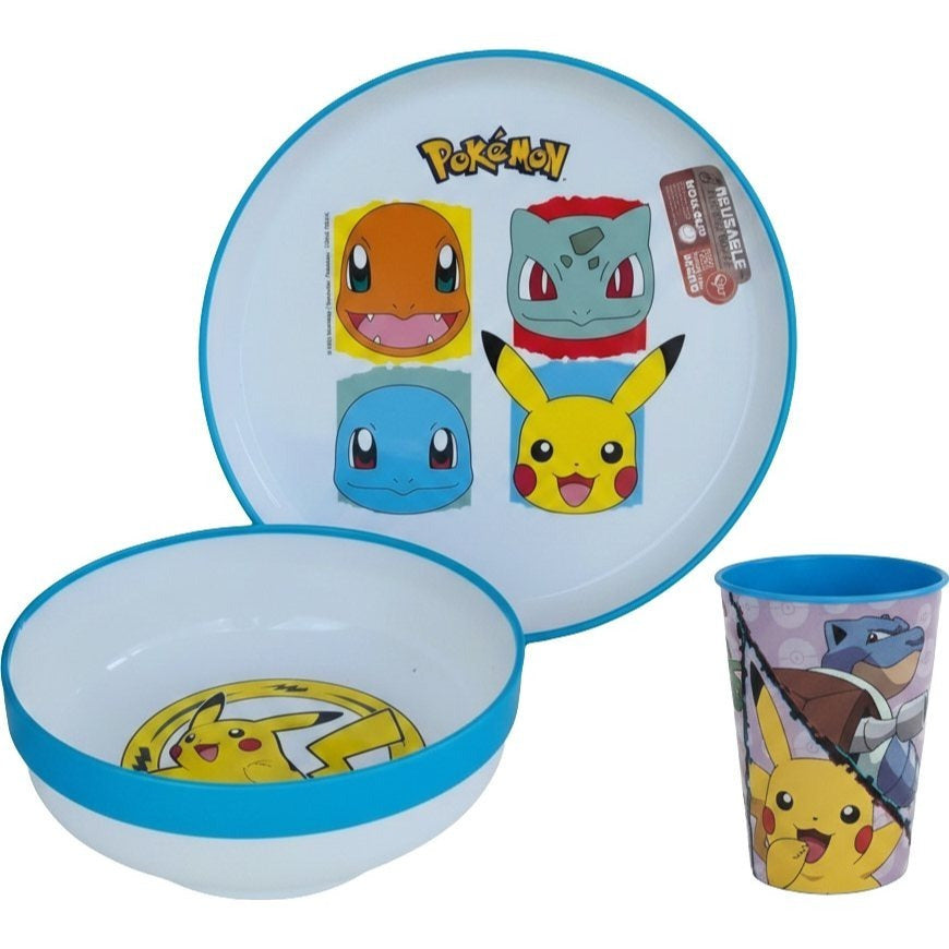 Set di stoviglie bicolore composto da 3 pezzi: Piatto, ciotola e bicchiere per bambini con base antiscivolo