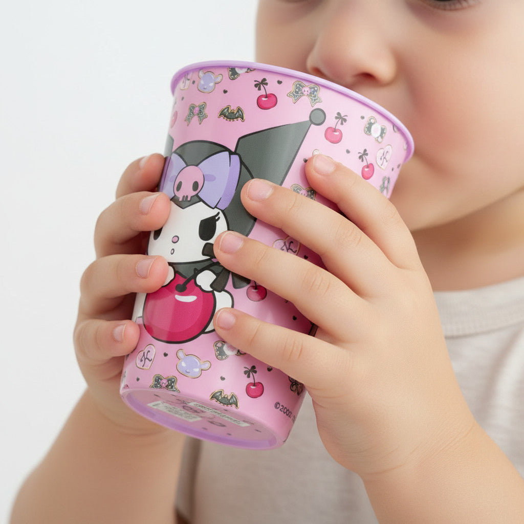 KUROMI - Set 2 Bicchieri per Bambini 260 ml in plastica Regalo per Ragazzi - Adatto per lavastoglie e microonde