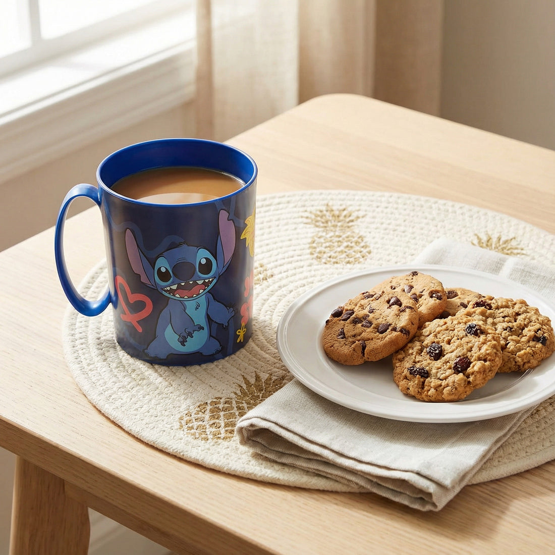 Tazza Bicchiere in plastica 350ml  Microonde con manico Bambini colazione BPA-free (Lilo & Stitch)