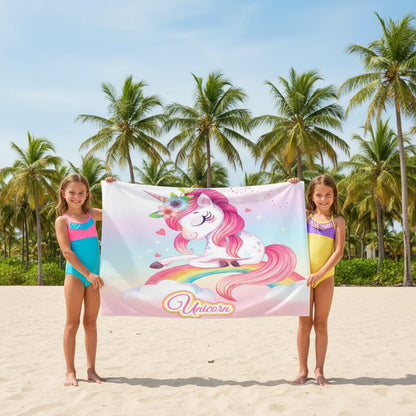 Telo Mare Asciugamano da spiaggia e piscina in microfibra CM. 140X70 asciugatura rapida, ultra morbido UNICORNO