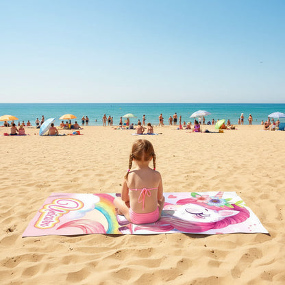 Telo Mare Asciugamano da spiaggia e piscina in microfibra CM. 140X70 asciugatura rapida, ultra morbido UNICORNO