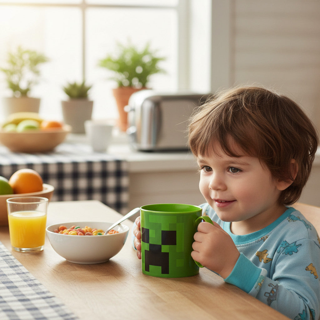 Tazza Bicchiere in plastica 350ml per Microonde con manico Bambini colazione BPA-free