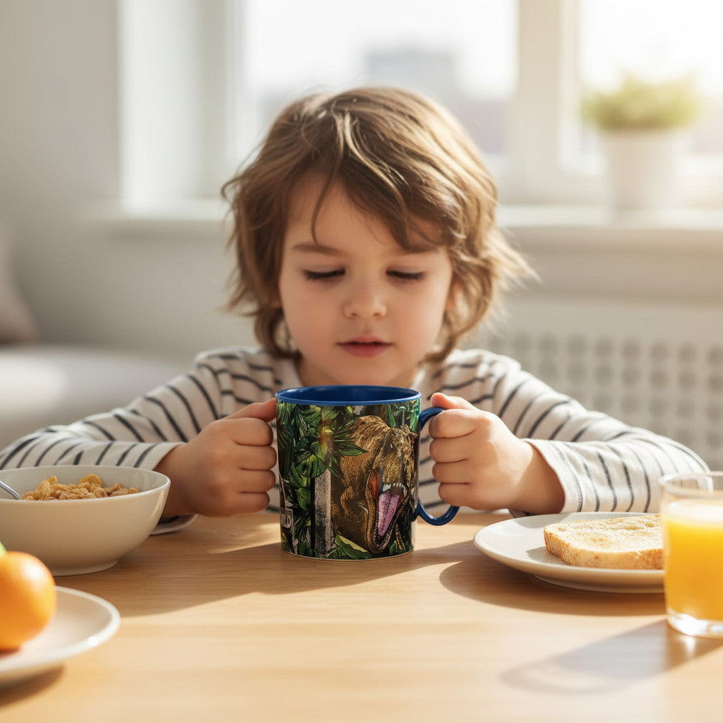 Tazza Bicchiere in plastica 350ml  Microonde con manico Bambini colazione BPA-free  JURASSIC WORLD