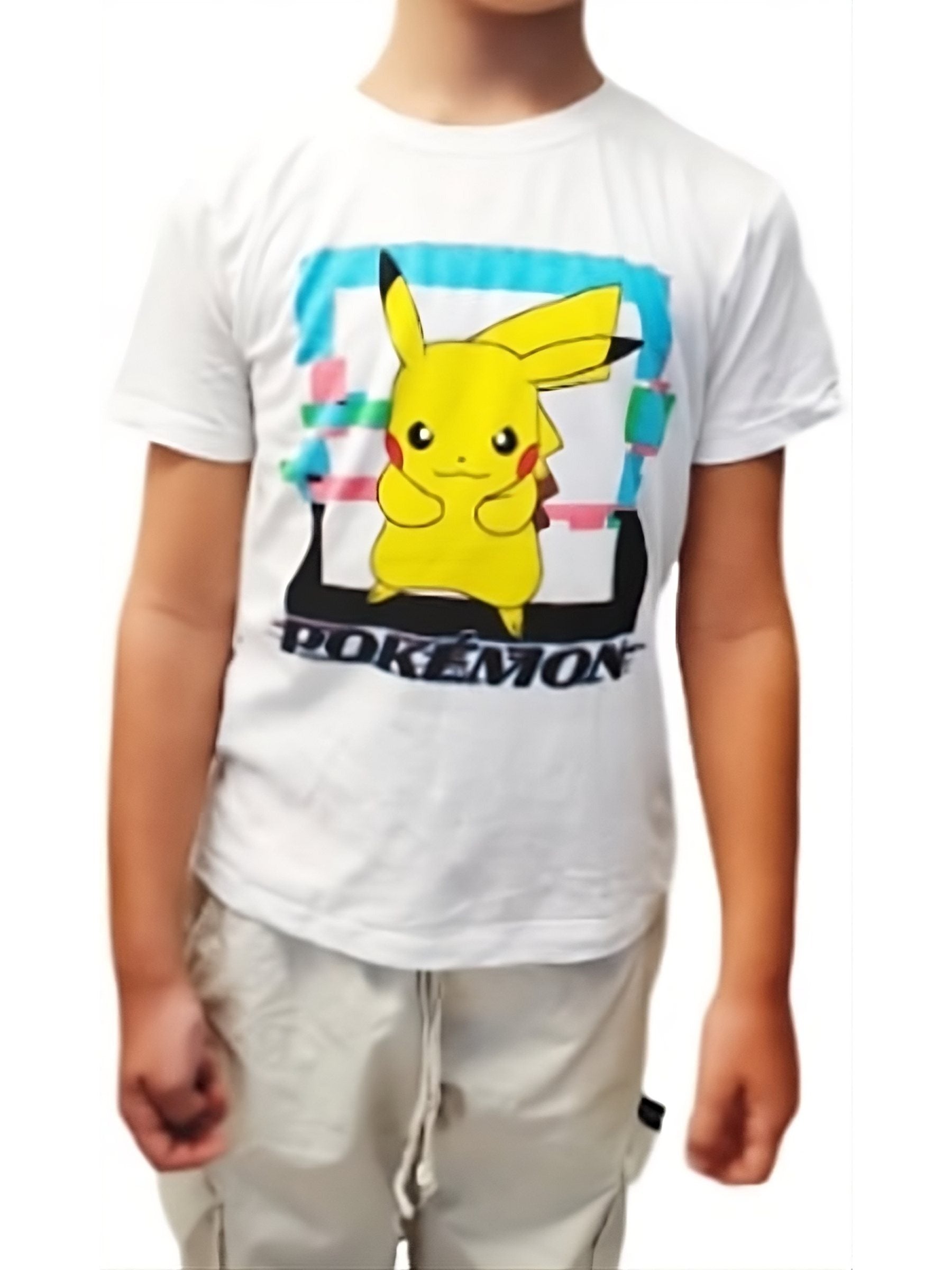 POKEMON - Maglietta Ufficiale 100% Cotone per Bambini T-Shirt Abbigliamento Maglia Ragazzi - Pikachu