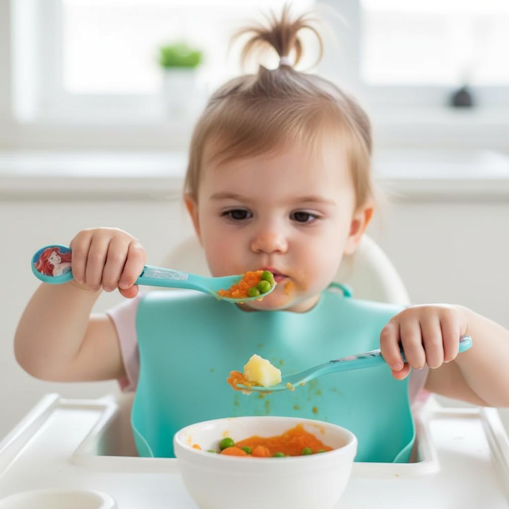 Set Posate per Bambini in Plastica Alimentare - Forchetta e Cucchiaio Made in Spain ARIEL Sirenetta
