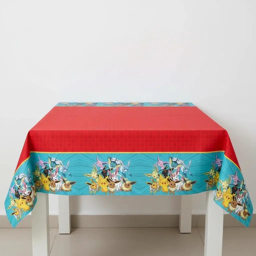 POKEMON - Tovaglia decorazione per compleanno dei bambini e feste a tema, Rettangolare, 120 cm x 180 cm, lavabile