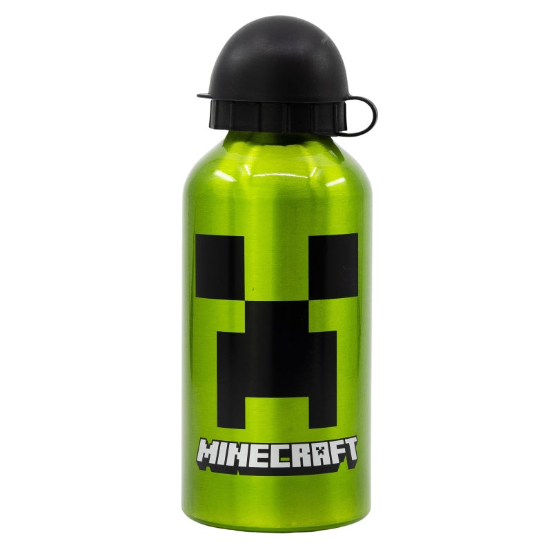 Borraccia Ufficiale Scuola Minecraft Bottiglia Sport in Lega di Alluminio per Bambini e Ragazzi 400ml con Beccuccio Retraibile