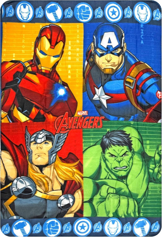 AVENGERS - Coperta Ufficiale Plaid Morbida e Calda 100x140cm per Bambini Pile con stampa Idea Regalo - Supereroi Hulk