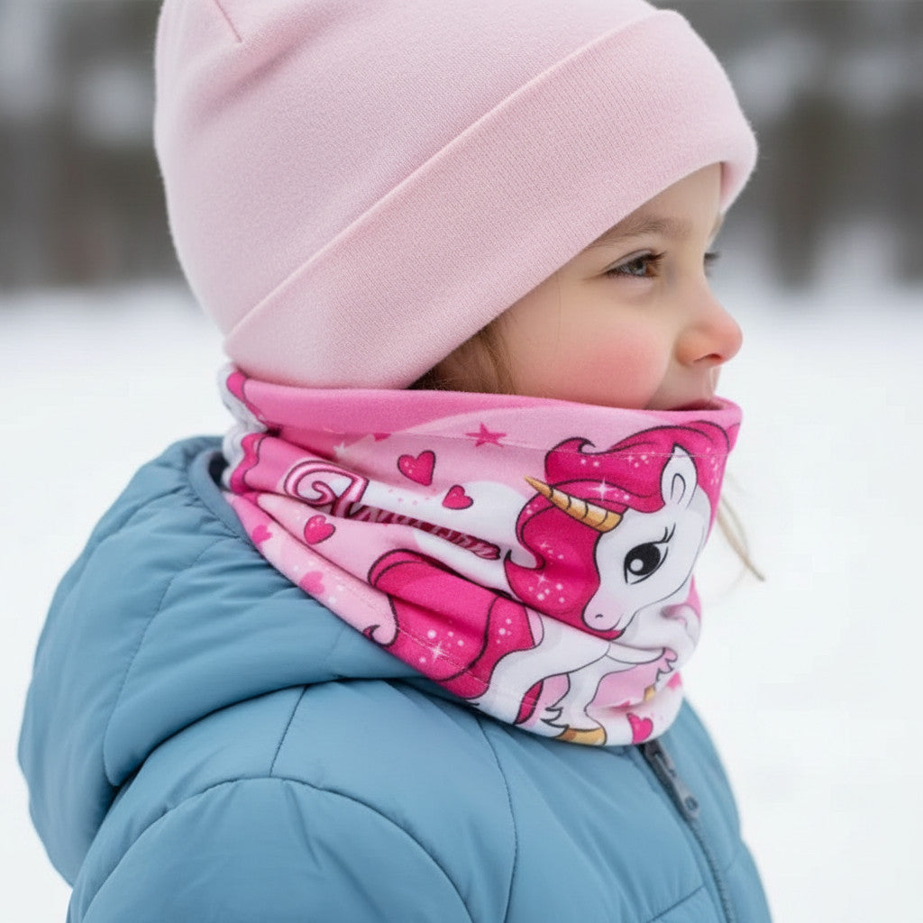 Scaldacollo Sciarpa Tubolare Bambini Caldo Bimbo Scollo Termico Invernale Ragazzi Morbido (UNICORNO)