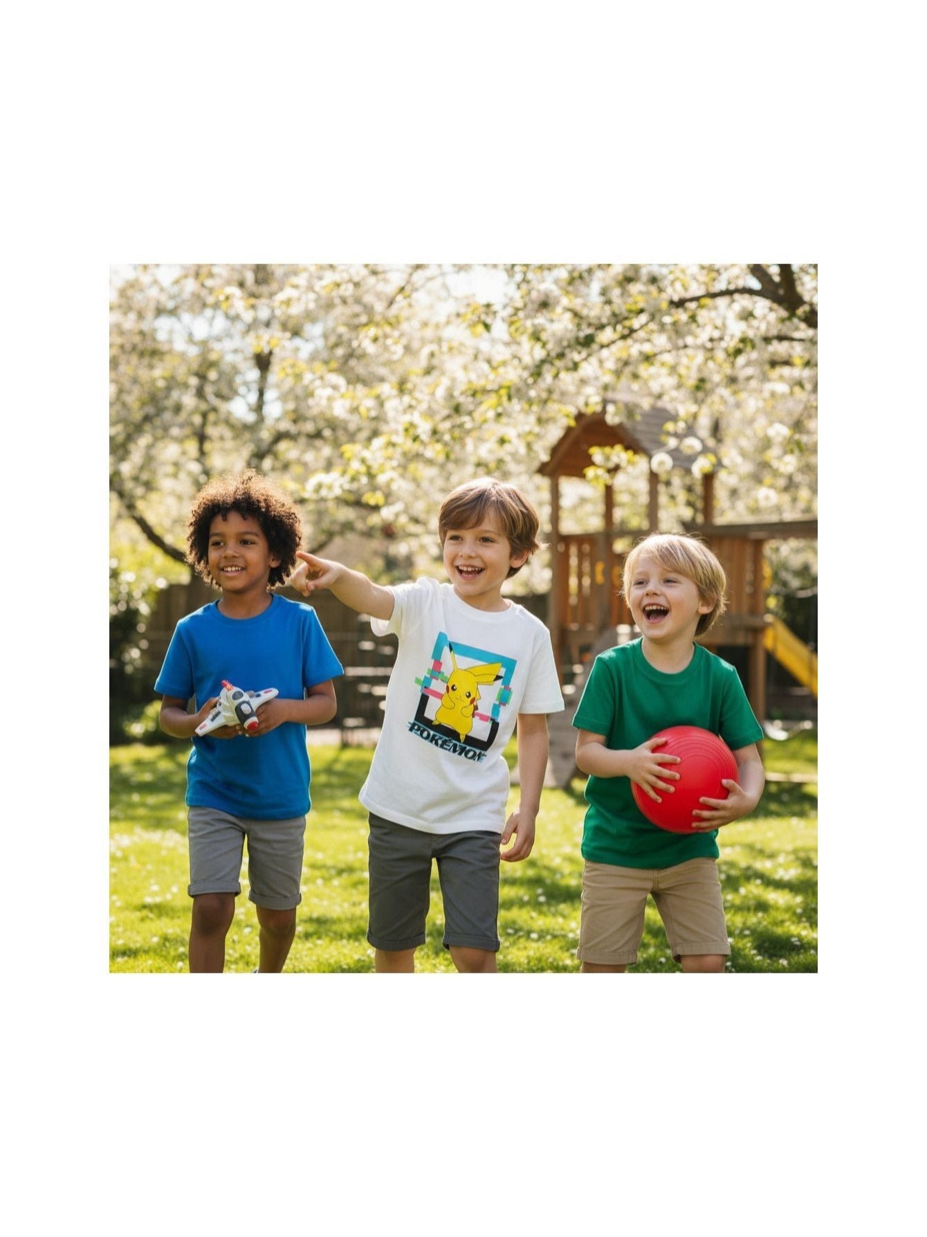 POKEMON - Maglietta Ufficiale 100% Cotone per Bambini T-Shirt Abbigliamento Maglia Ragazzi - Pikachu