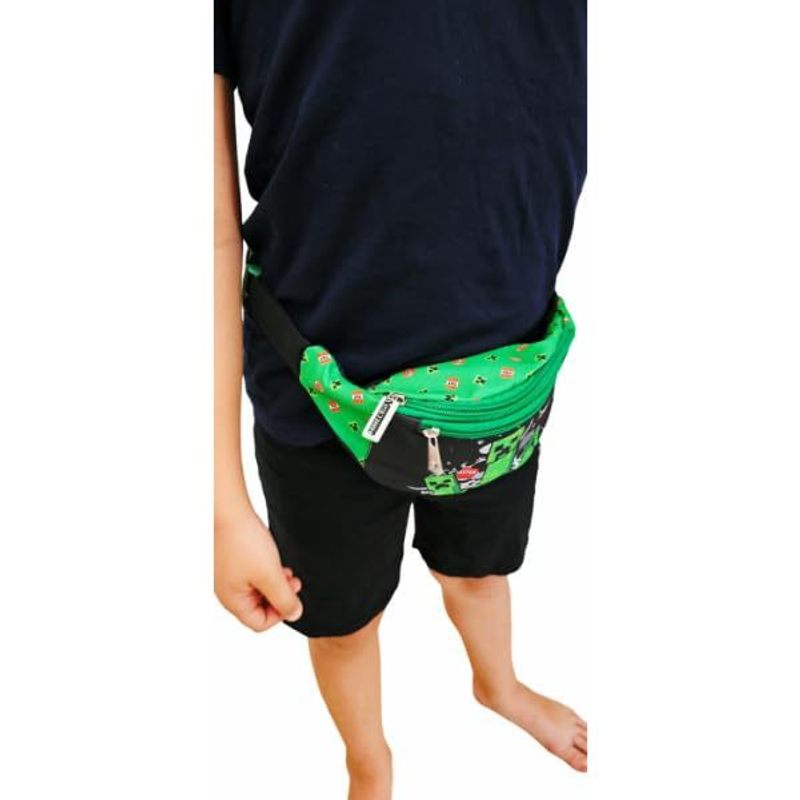 Borsello Bambino Marsupio Tracolla Ragazzo Spalla Regolabile Viaggio Sportivo Tempo Libero Gadget Minecraft 2 Tasche Zip