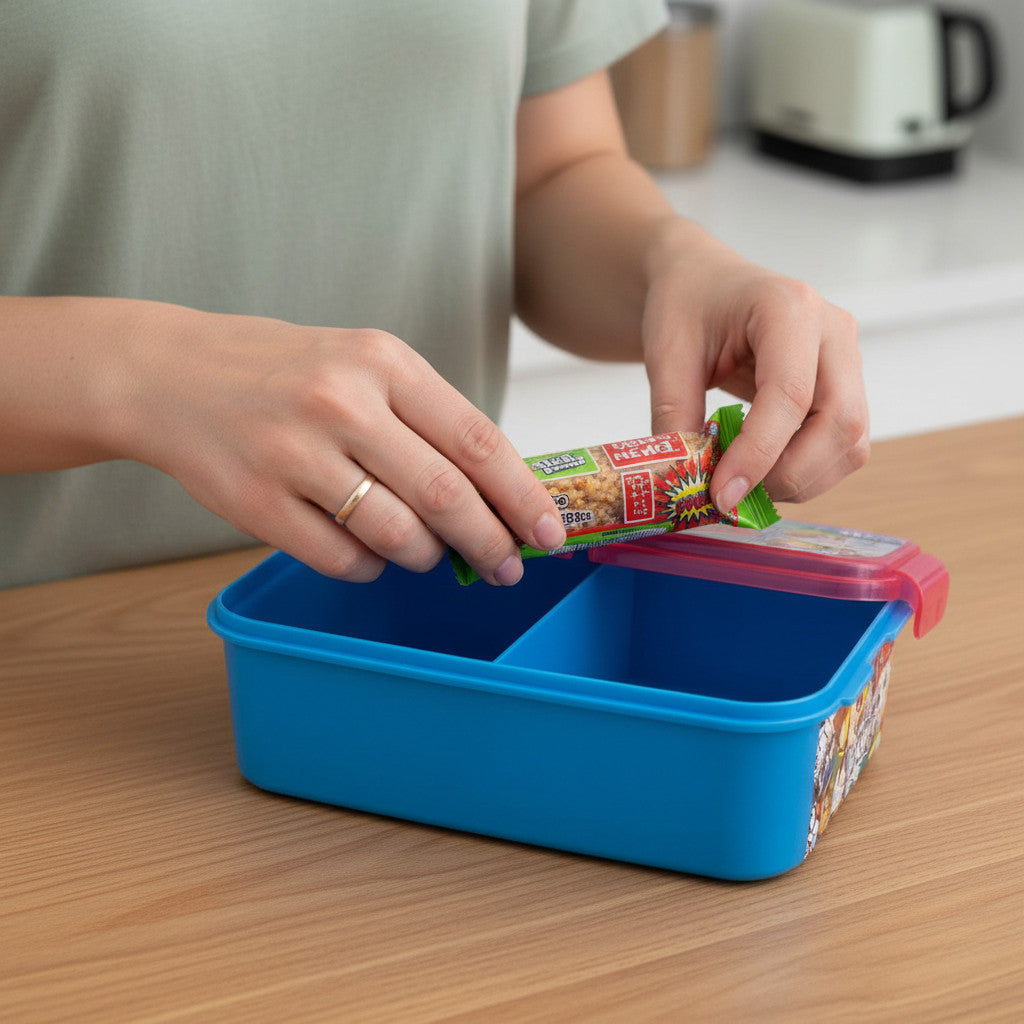 Porta Merenda Scuola con 3 scomparti Portamerenda in Plastica Bambini Pranzo Launch Box