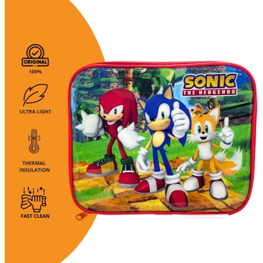 Borsa Termica Rettangolare Impermeabile Porta Pranzo per Bambini Sonic The Hedgehog con Manico - Gadget Scuola