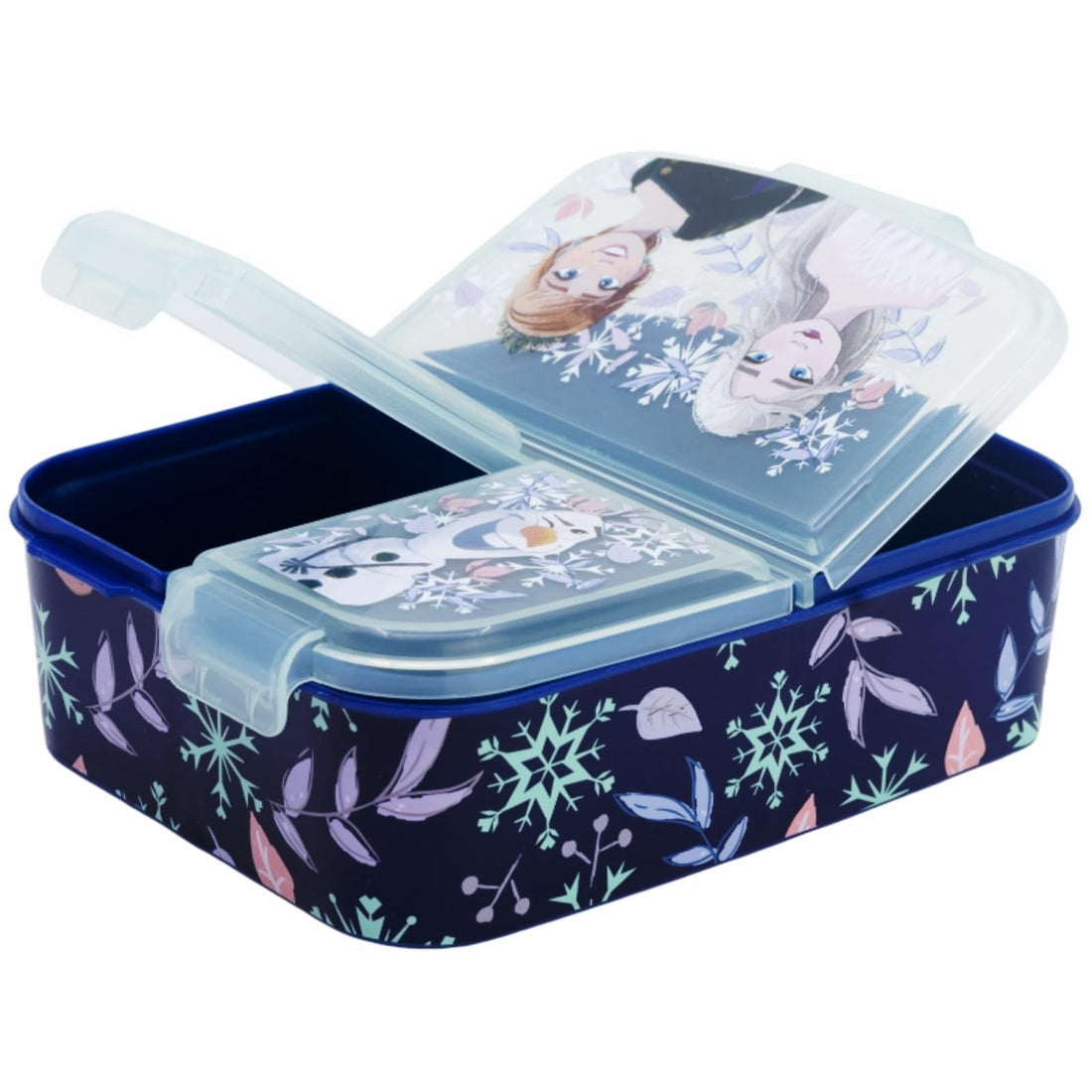 Porta Merenda Scuola con 3 scomparti Portamerenda in Plastica Bambini Pranzo Launch Box - BPA Free ( FROZEN)