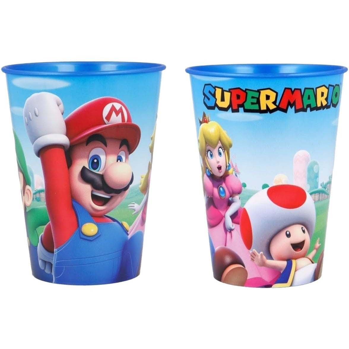 Set 2 Bicchieri per Bambini 260 ml in plastica Regalo per Ragazzi - Adatto per lavastoglie e microonde MARIO