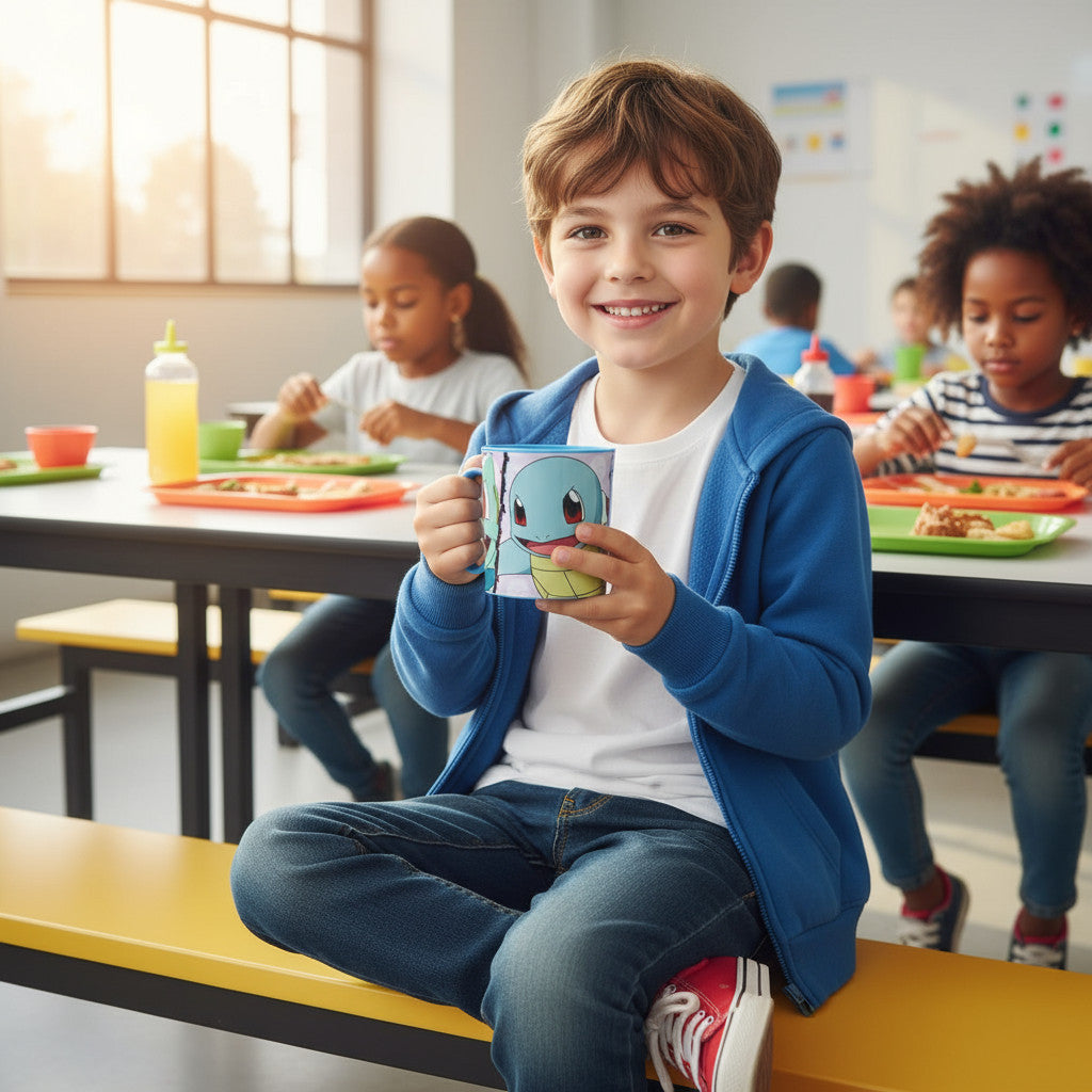 Tazza Bicchiere in plastica 350ml per Microonde con manico Bambini colazione BPA-free