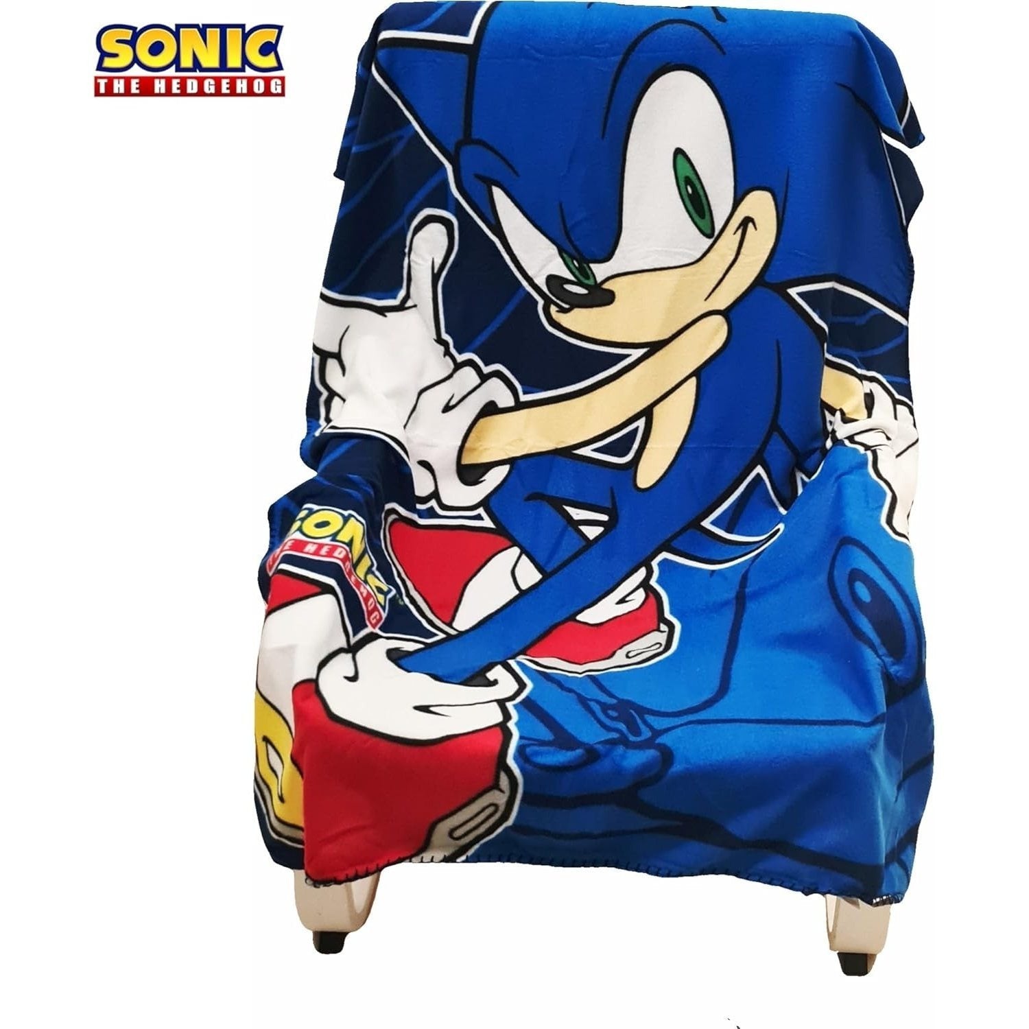 SONIC - Coperta Ufficiale Plaid Morbida e Calda 100x140cm per Bambini Pile con stampa Idea Regalo