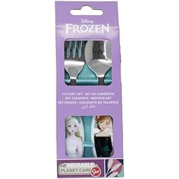 FROZEN - Set Posate per Bambini in Acciaio Inossidabile - Forchetta e Cucchiaio