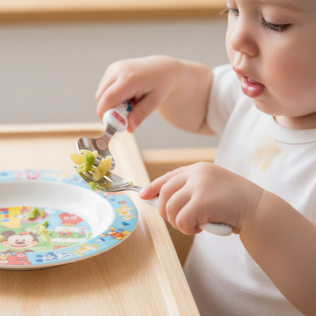 MICKEY MOUSE | Set Posate  Bambini in Acciaio Inossidabile - Forchetta e Cucchiaio (Topolino)