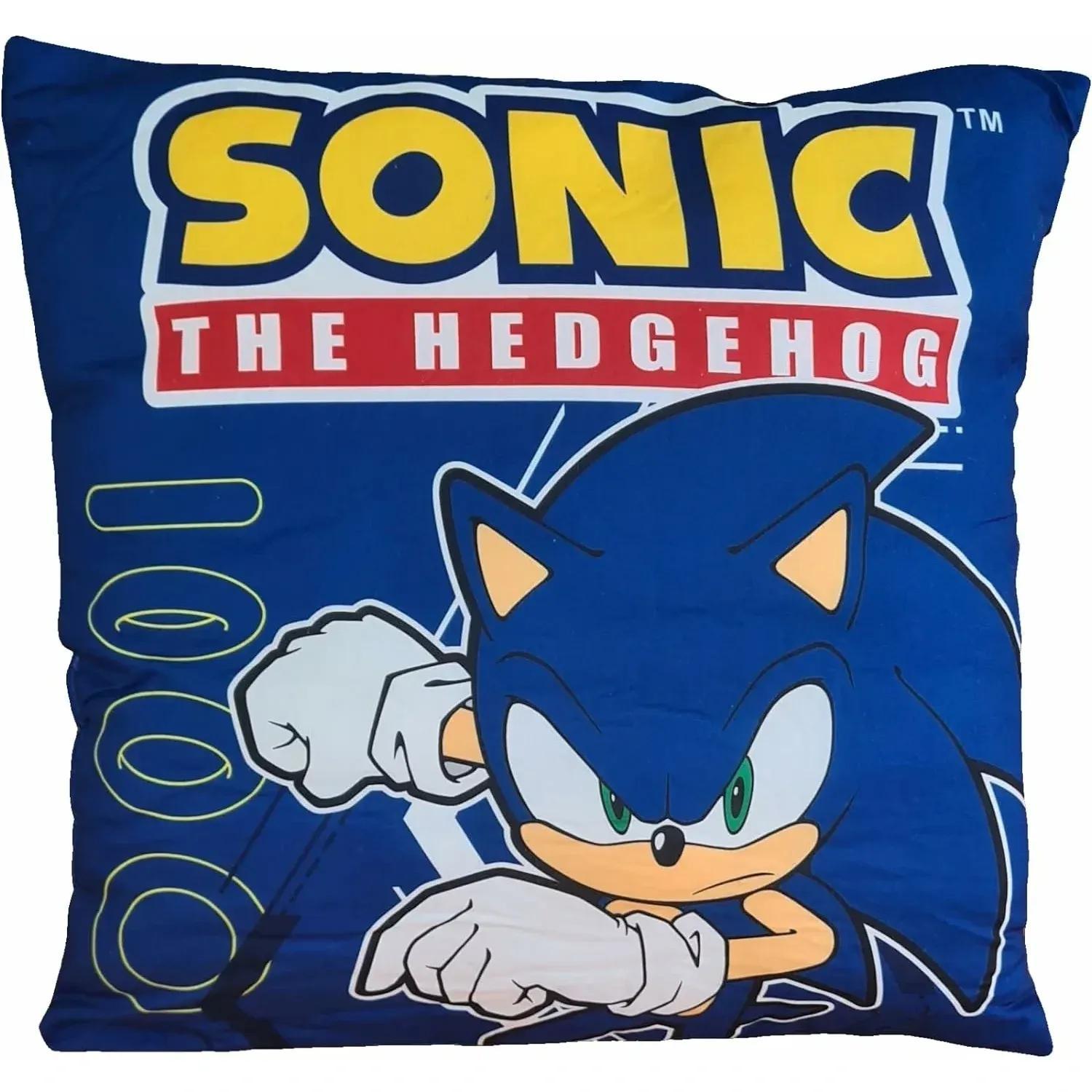 SONIC - Cuscino Ufficiale Arredo 40x40 cm morbido con imbottitura 100% poliestere per cameretta bambini e ragazzi