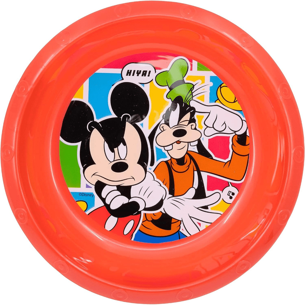 Set di stoviglie riutilizzabile per bambini bicolore – Set composto da 5 pezzi: Piatto, ciotola, bicchieri e posate per bambini e bebé - TOPOLINO