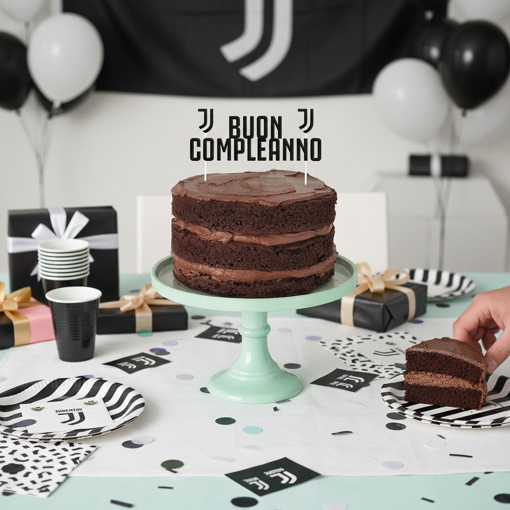 Decorazione Torta Top Buon Compleanno 18x19 cm  JUVENTUS