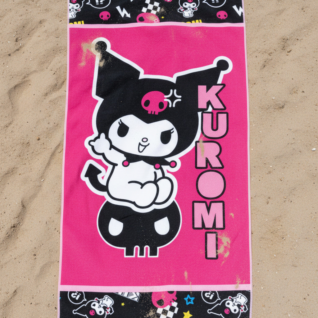 KUROMI - Telo Mare Asciugamano da spiaggia e piscina in microfibra CM. 140X70 asciugatura rapida, morbido