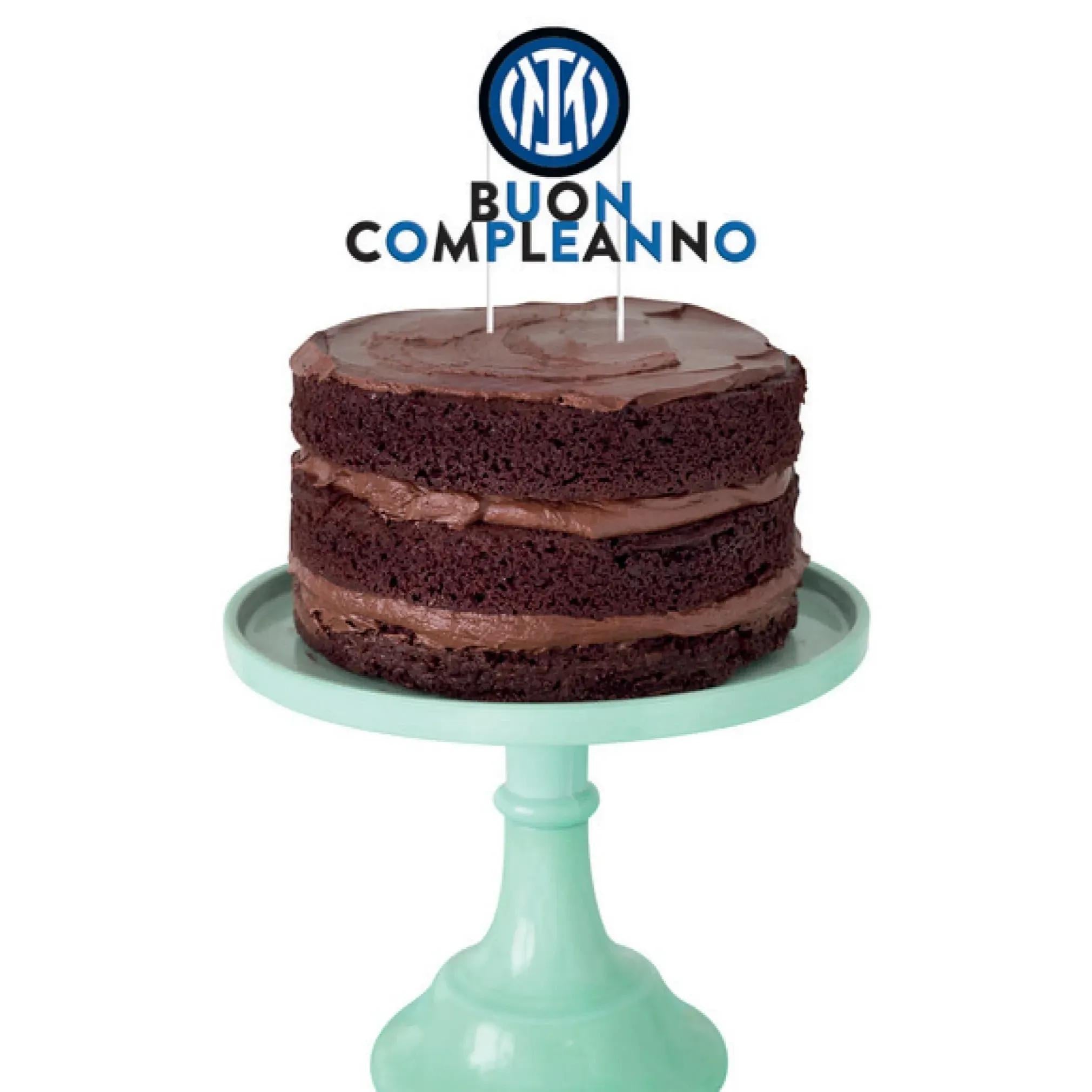 Decorazione Ufficiale Torta Topper Buon Compleanno 18x19 cm - INTER