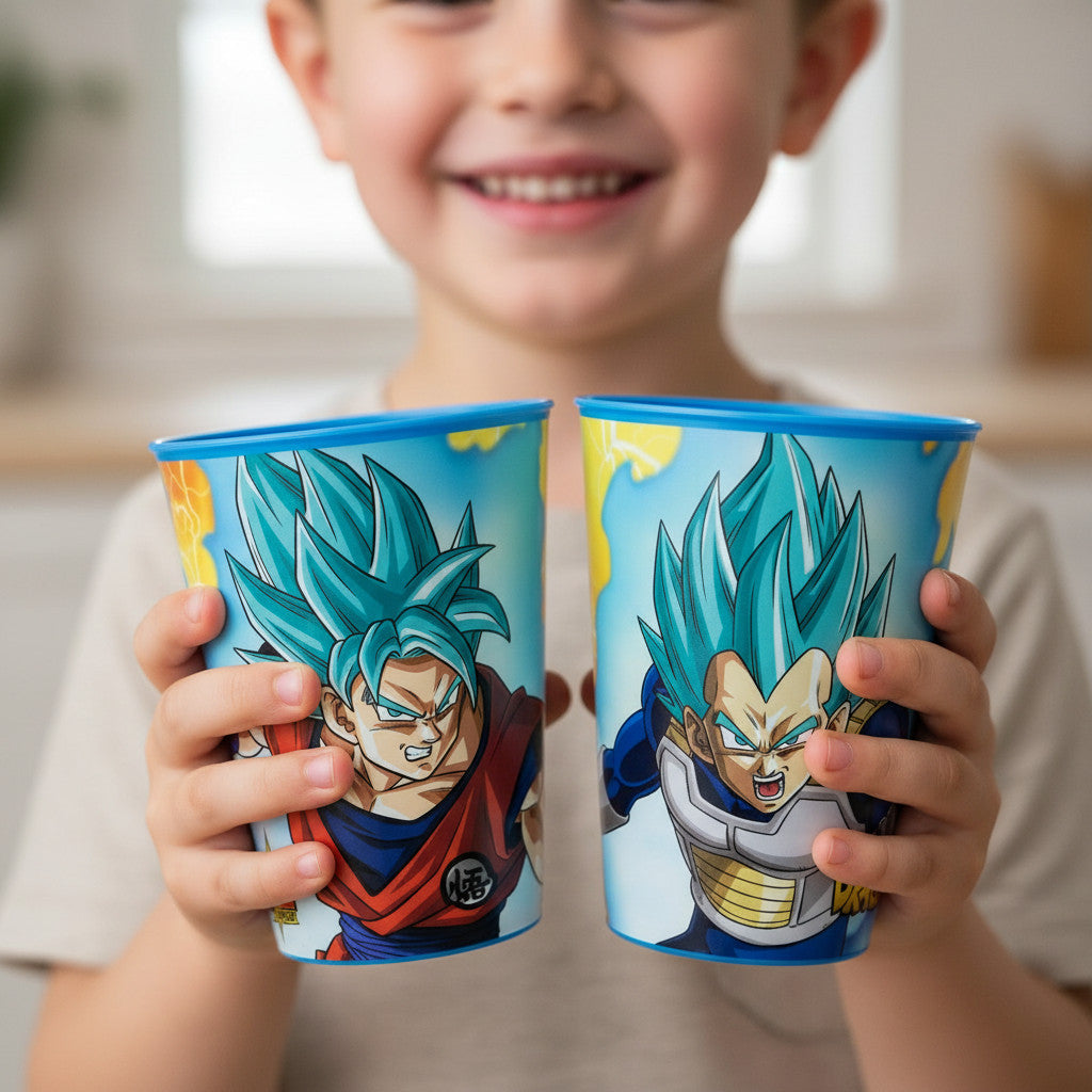 Set 2 Bicchieri per Bambini 260 ml in plastica Regalo per Ragazzi - Adatto per lavastoglie e microonde - DRAGON