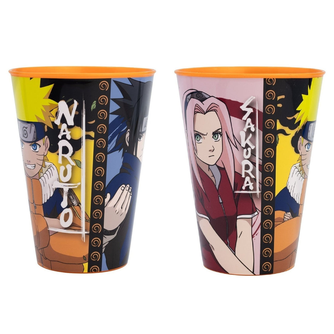 Set 2 Bicchieri per Bambini 260 ml in plastica Regalo per Ragazzi - Adatto per lavastoglie e microonde NARUTO