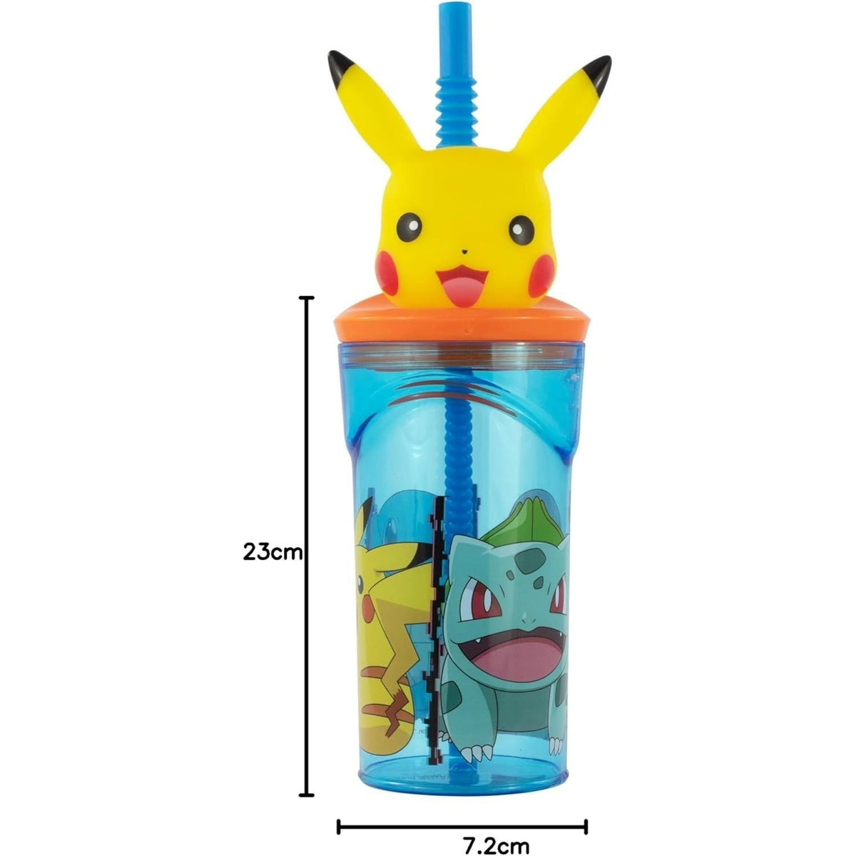 Bicchiere 360ml con Cannuccia e Personaggio 3D Bambini BPA Free - POKEMON