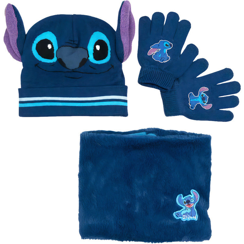 Set 3 Pezzi Stitch Cappello Guanti Scaldacollo Bambini Taglia Unica 2
