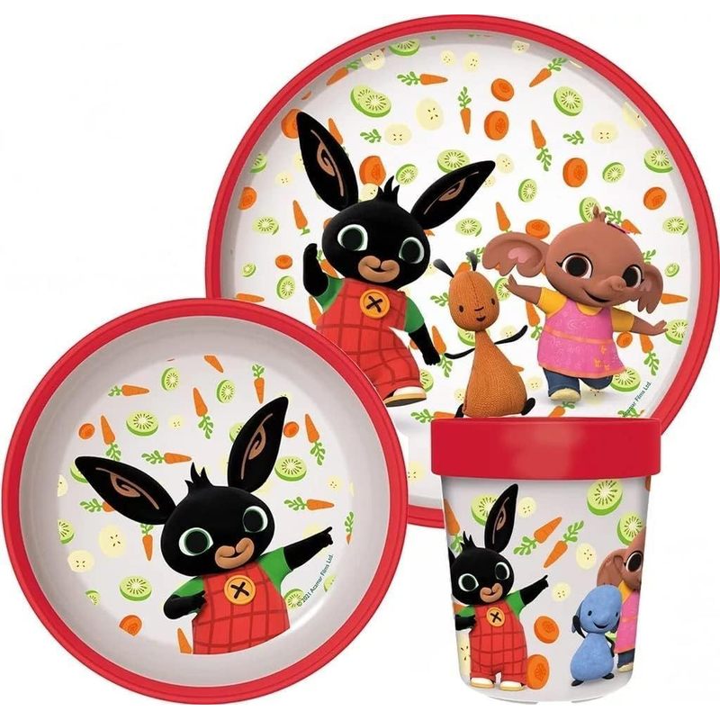 Set di stoviglie riutilizzabile  bambini bicolore – Set composto da 3 pezzi: Piatto, ciotola e bicchiere  bambini e bebé