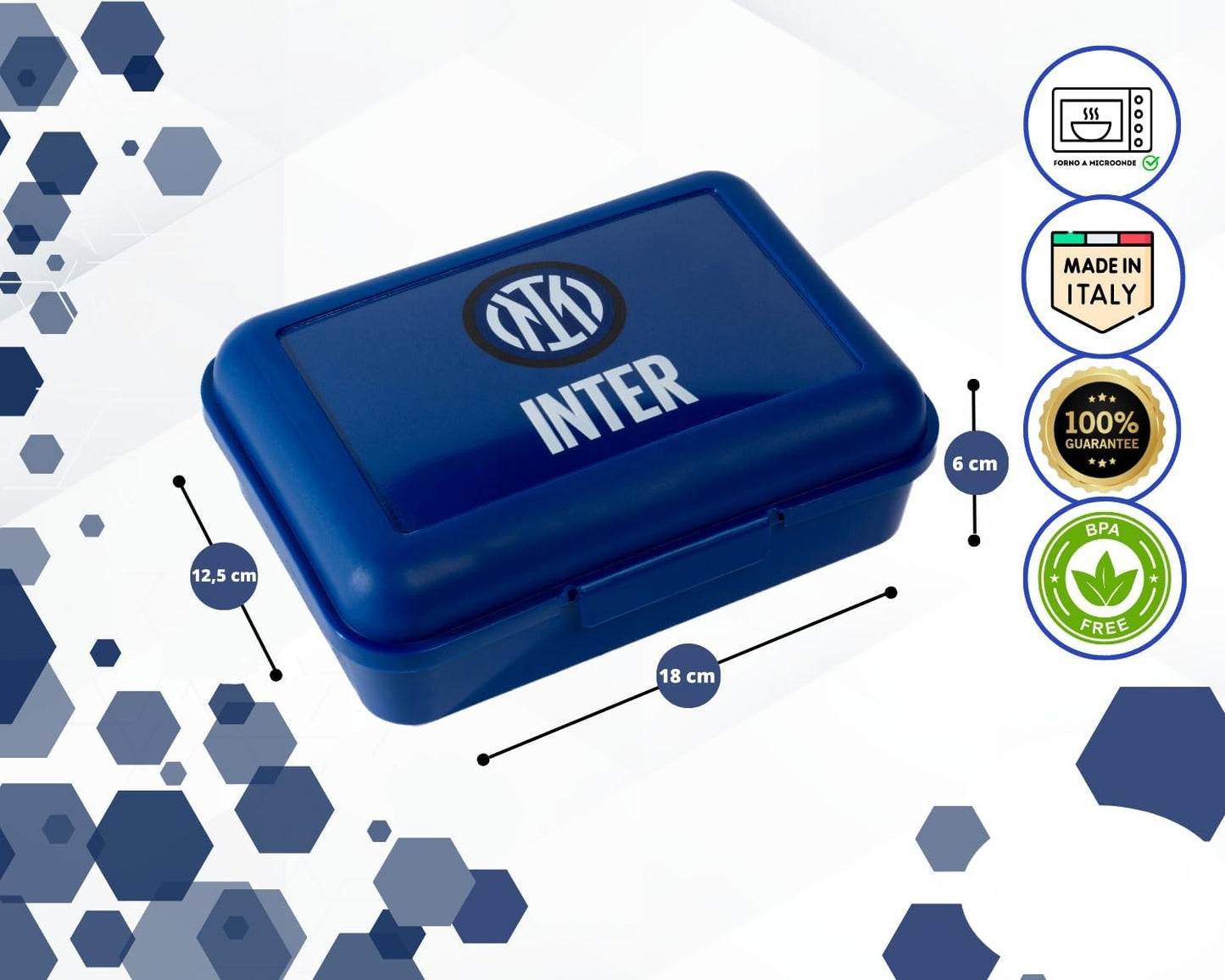 Inter Ufficiale Porta merenda, Lunch Box F.C. Portamerenda bambini e ragazzi Scuola BPA free Made in Italy