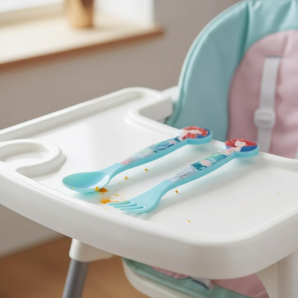 Set Posate per Bambini in Plastica Alimentare - Forchetta e Cucchiaio Made in Spain ARIEL Sirenetta